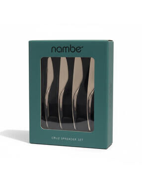 Nambe Cruz Spreader Stainless Steel Silver Boxed Entertaining Serve NEW Set of 4